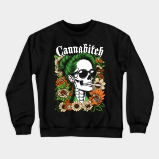 Canna Weed Smoker Stoner Skeleton 420 Pot Crewneck Sweatshirt